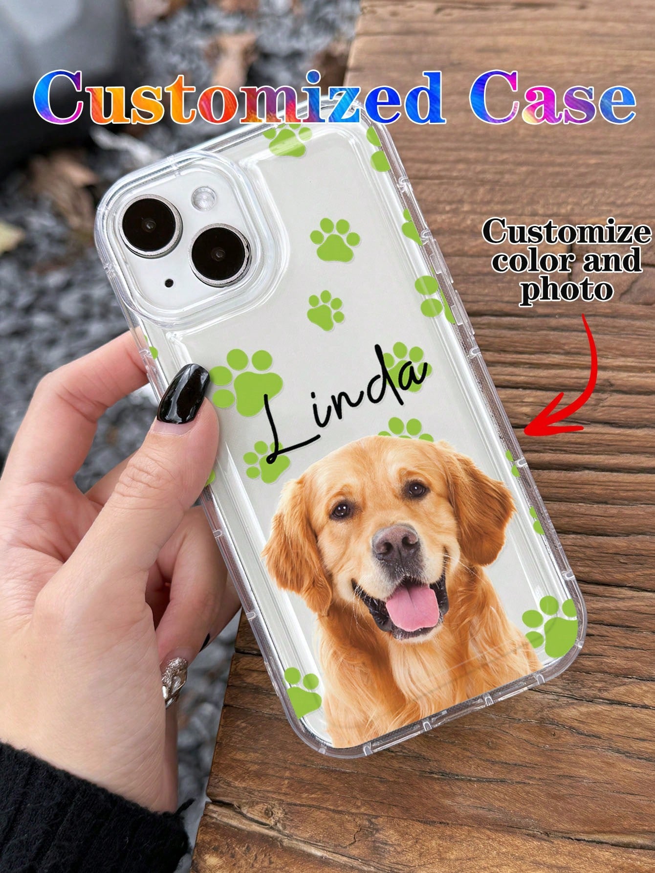 Cute Pink Cat Elements Customized 1pc Customized Pet Photo & Paw Print & Name Text Design Phone Case, Suitable For A14, A15, A13, A12, A55, A54, A21s, S21, S22, S23, S24 Ultra, 11, 12, 13, 14, 15, 16