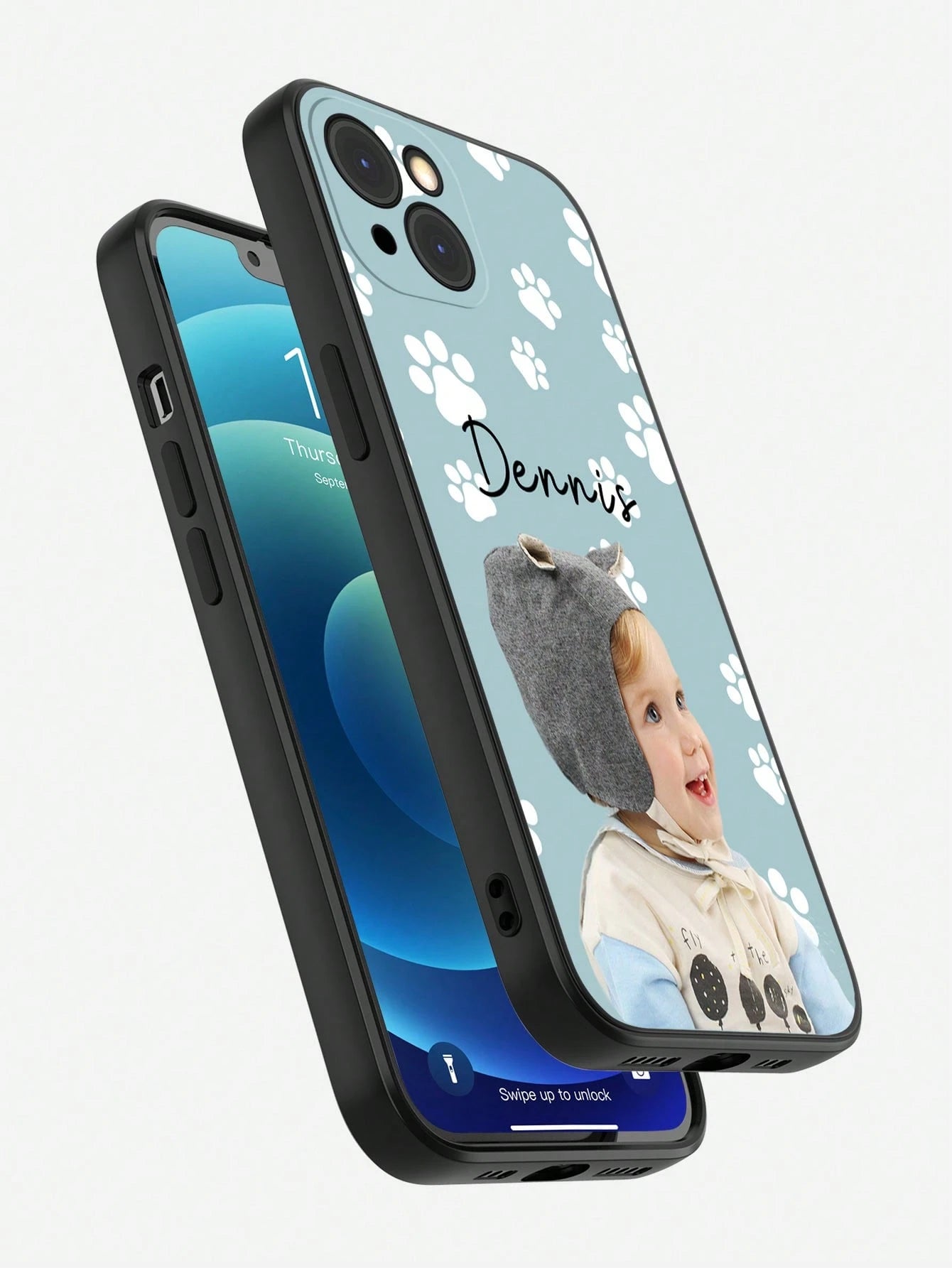 Cute Pink Cat Elements Customized 1pc Customized Pet Photo & Paw Print & Name Text Design Phone Case, Suitable For A14, A15, A13, A12, A55, A54, A21s, S21, S22, S23, S24 Ultra, 11, 12, 13, 14, 15, 16