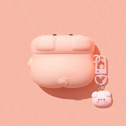 Cute Pink Lying Pig Bluetooth Earphone Case