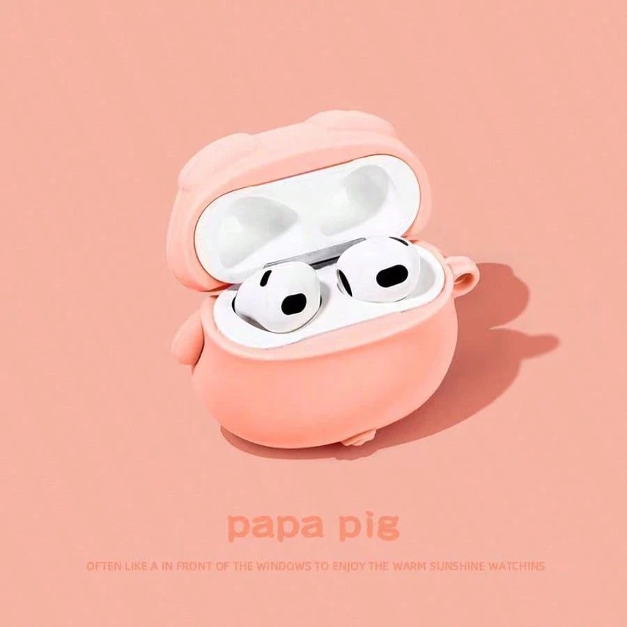Cute Pink Lying Pig Bluetooth Earphone Case