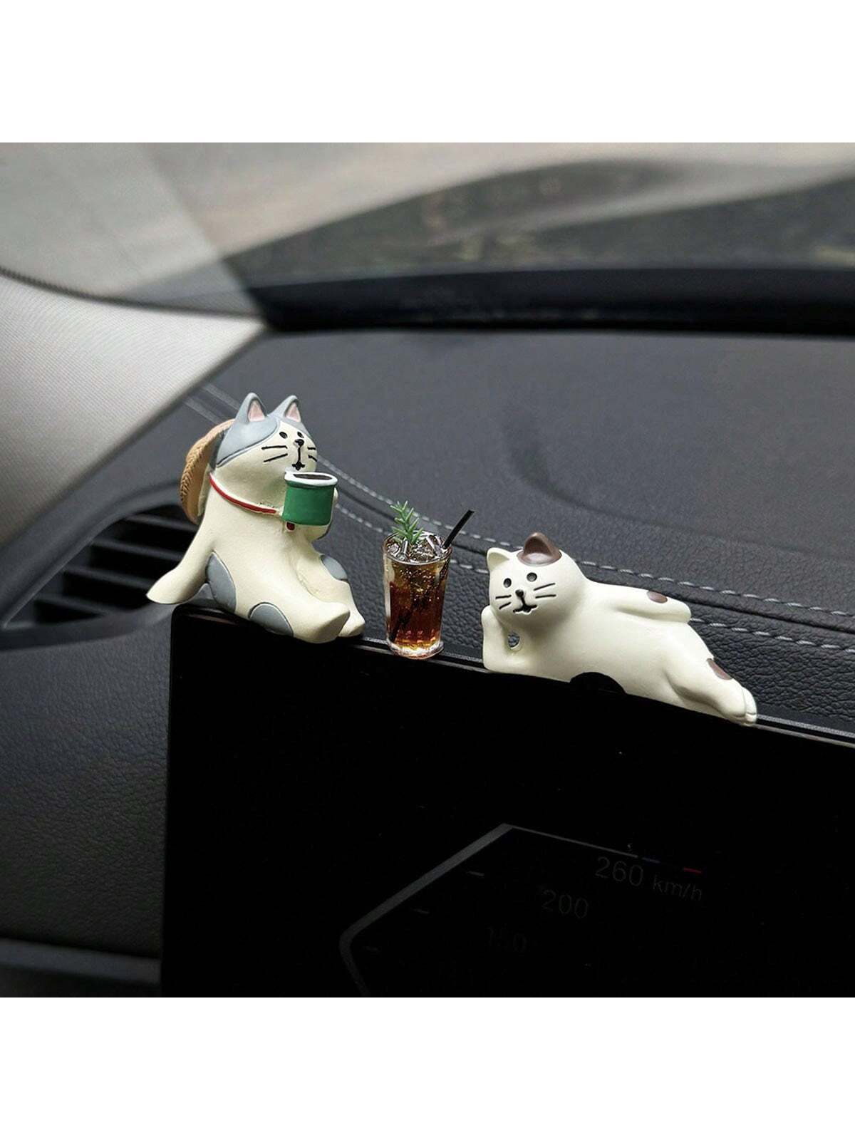 Cute Relaxed Cat Resin Car Decor Ornaments