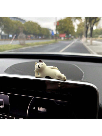 Cute Relaxed Cat Resin Car Decor Ornaments