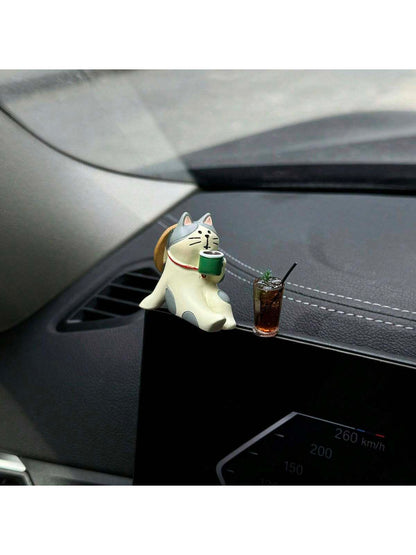 Cute Relaxed Cat Resin Car Decor Ornaments
