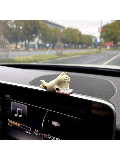 Cute Relaxed Cat Resin Car Decor Ornaments