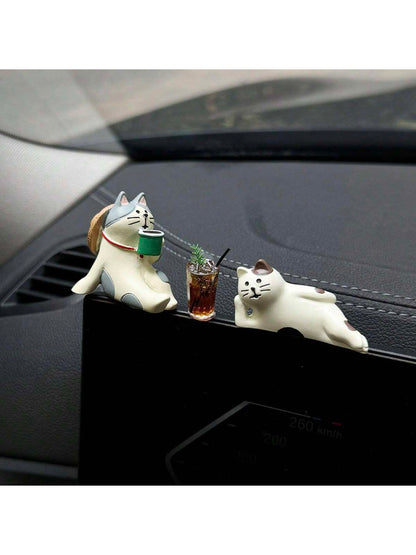 Cute Relaxed Cat Resin Car Decor Ornaments