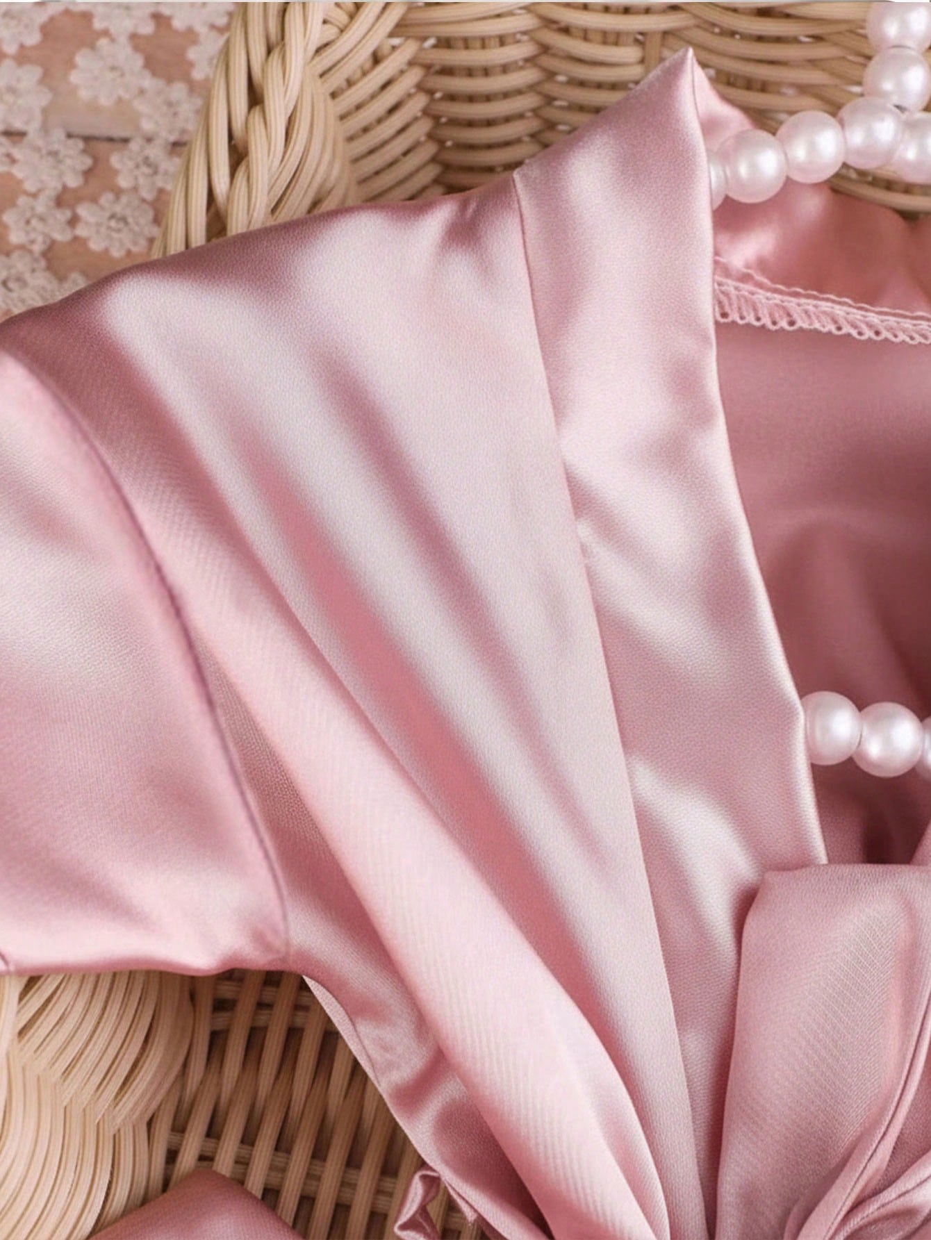 Cute Summer Light Pink Newborn Baby Girls 3-Piece Pajamas Set,Family Matching Bow-Tie Robe,Slippers,Hat Photography Prop,Comfortable Casual Home Wear