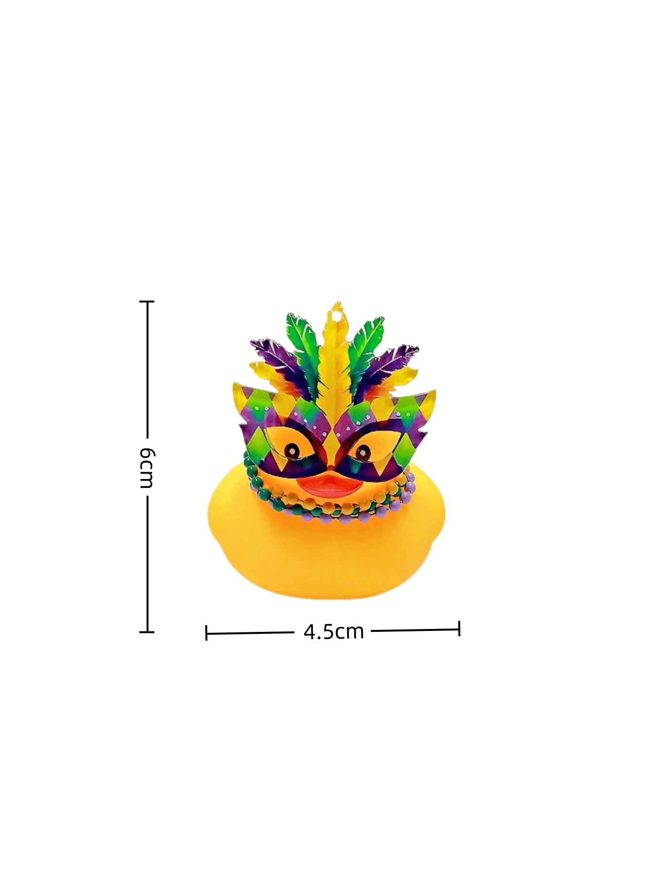 Cute Yellow Rubber Duck Car Interior Decor Carnival Themed Duck With Mask & Beads Auto Dashboard Decor & Desk Accessory For Festival & Daily Use