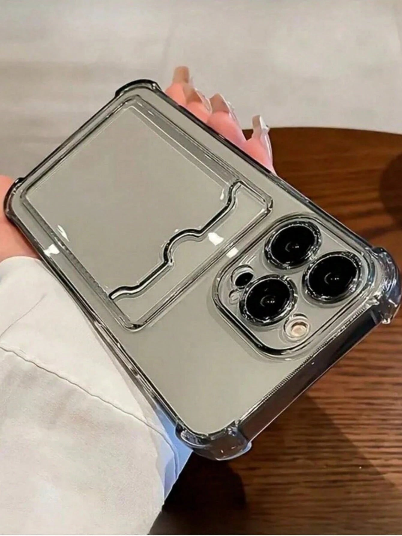 Daily Commute Essential, Durable Transparent TPU Phone Case With Built-In Card Slot, Suitable For Men And Women, Anti-Drop, Anti-Slip, Scratch-Resistant, Compatible With Apple 17/17 Air/17 Pro/17 Pro