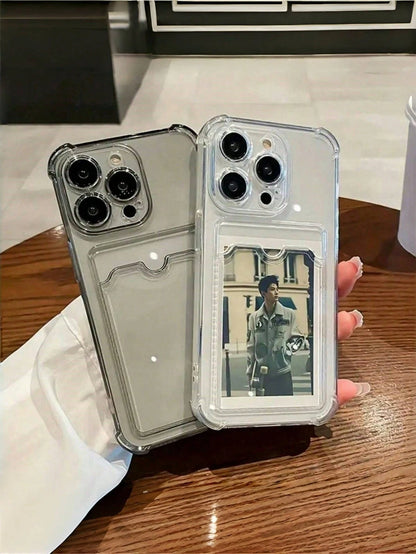 Daily Commute Essential, Durable Transparent TPU Phone Case With Built-In Card Slot, Suitable For Men And Women, Anti-Drop, Anti-Slip, Scratch-Resistant, Compatible With Apple 17/17 Air/17 Pro/17 Pro