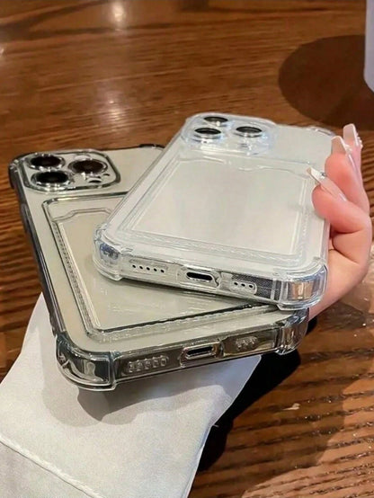 Daily Commute Essential, Durable Transparent TPU Phone Case With Built-In Card Slot, Suitable For Men And Women, Anti-Drop, Anti-Slip, Scratch-Resistant, Compatible With Apple 17/17 Air/17 Pro/17 Pro