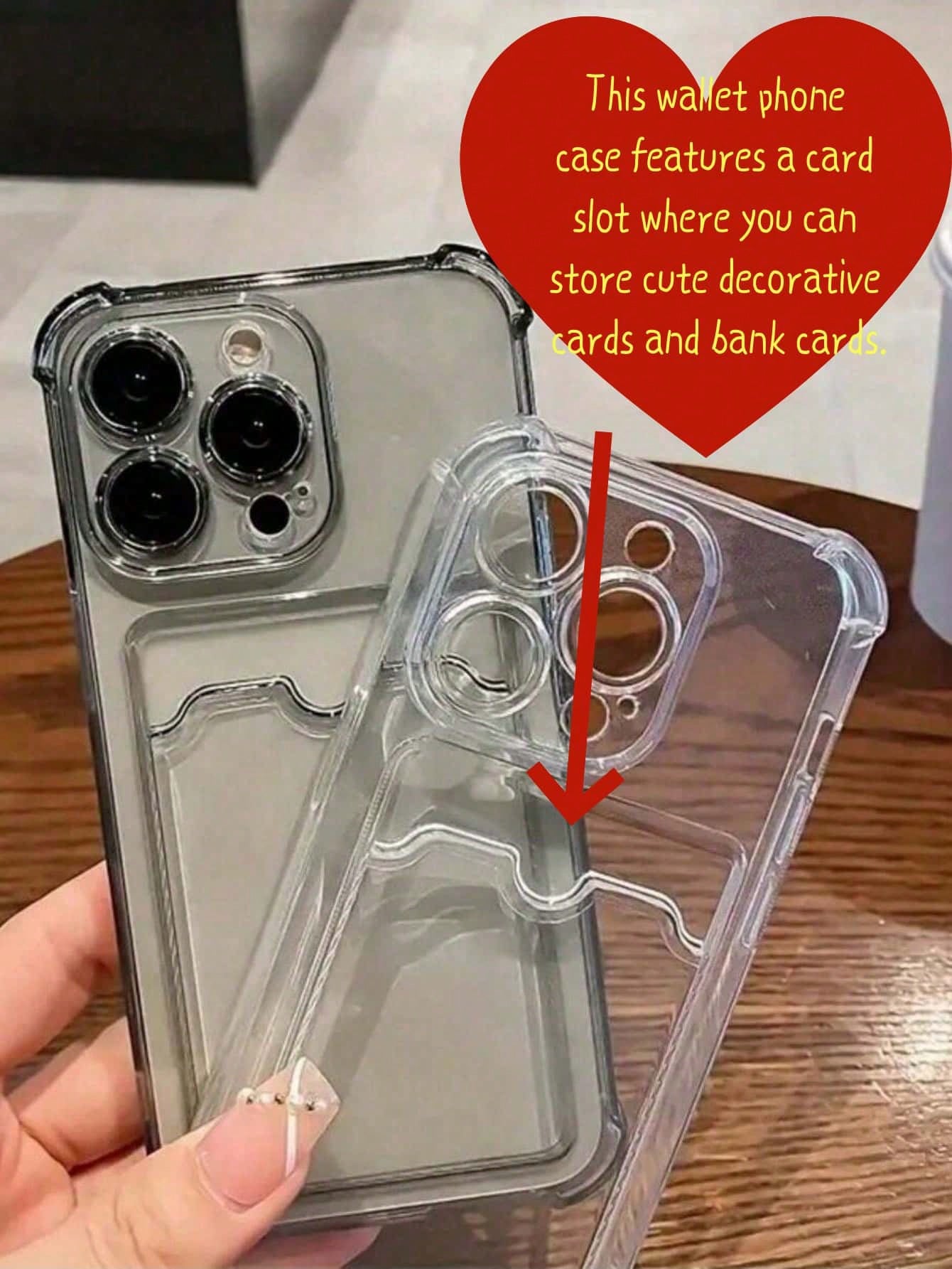 Daily Commute Essential, Durable Transparent TPU Phone Case With Built-In Card Slot, Suitable For Men And Women, Anti-Drop, Anti-Slip, Scratch-Resistant, Compatible With Apple 17/17 Air/17 Pro/17 Pro