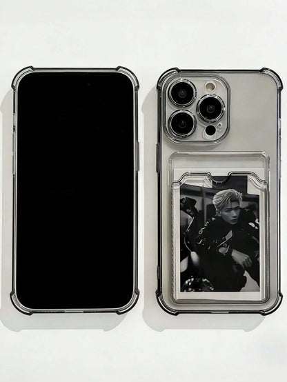 Daily Commute Essential, Durable Transparent TPU Phone Case With Built-In Card Slot, Suitable For Men And Women, Anti-Drop, Anti-Slip, Scratch-Resistant, Compatible With Apple 17/17 Air/17 Pro/17 Pro