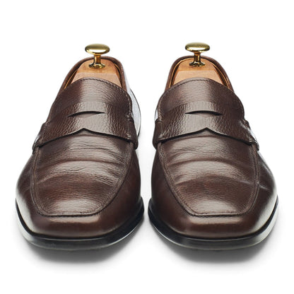 Dark Brown Grain Leather Loafers UK 8.5