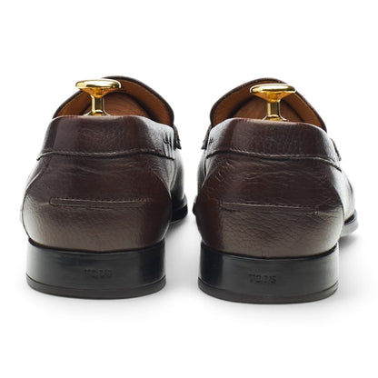 Dark Brown Grain Leather Loafers UK 8.5