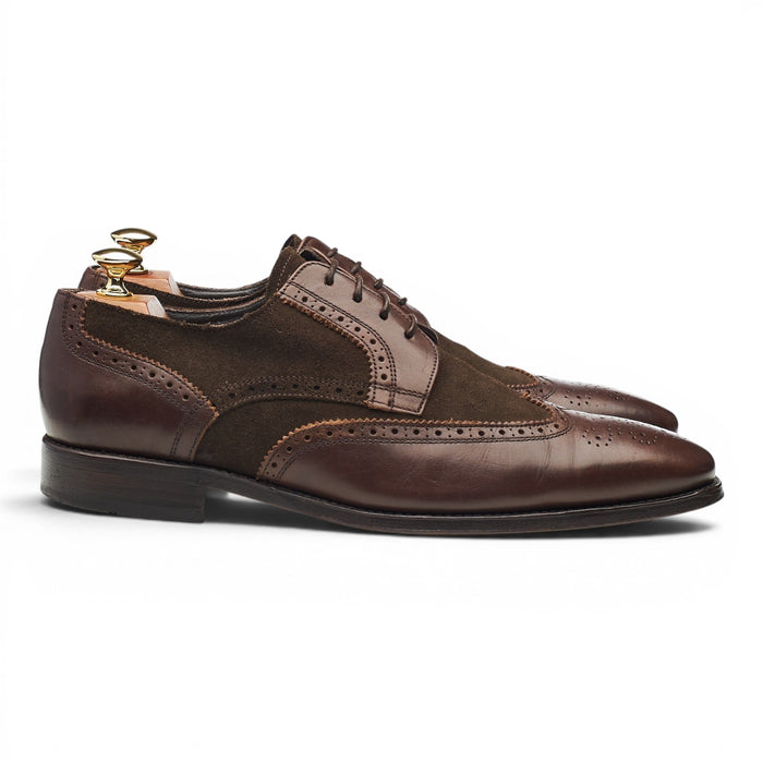Dark Brown Leather / Suede Derby Brogues UK 9