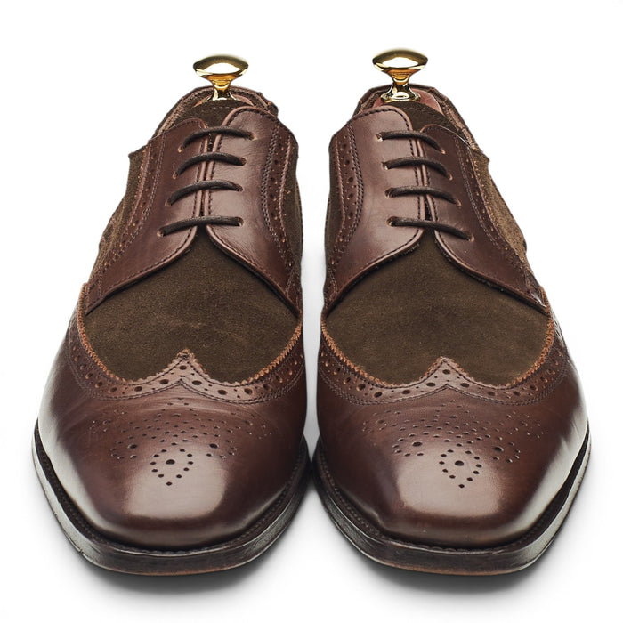 Dark Brown Leather / Suede Derby Brogues UK 9