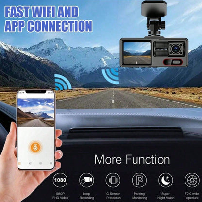 Dash Cam, Wireless WiFi Dashcam, 1080P HD Car Three-Lens Dash Cam, Hidden Mini Dashboard Recorder, 24H Security Monitor, Small Dashboard Camera For Cars
