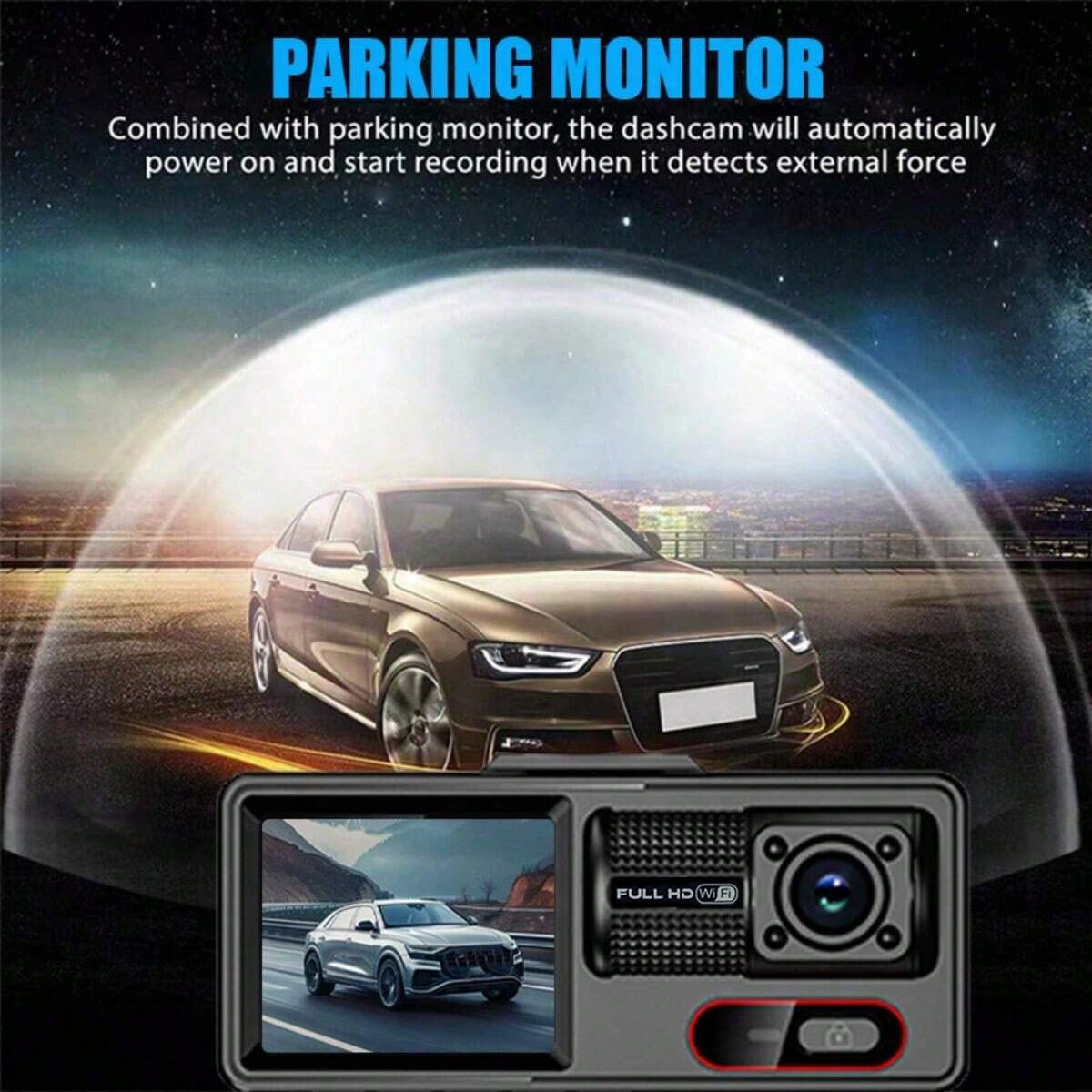 Dash Cam, Wireless WiFi Dashcam, 1080P HD Car Three-Lens Dash Cam, Hidden Mini Dashboard Recorder, 24H Security Monitor, Small Dashboard Camera For Cars