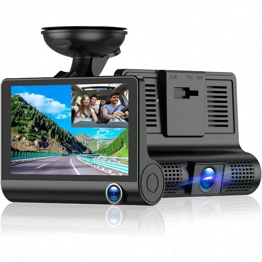 Dash Camera For Car Security Dual Dash Cam Front And Inside 4 Inch LCD Screen With WDR, Night Vision, G-Sensor Auto Lock, Loop Recording