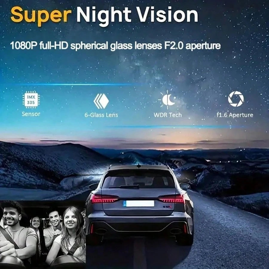 Dash Camera For Car Security Dual Dash Cam Front And Inside 4 Inch LCD Screen With WDR, Night Vision, G-Sensor Auto Lock, Loop Recording
