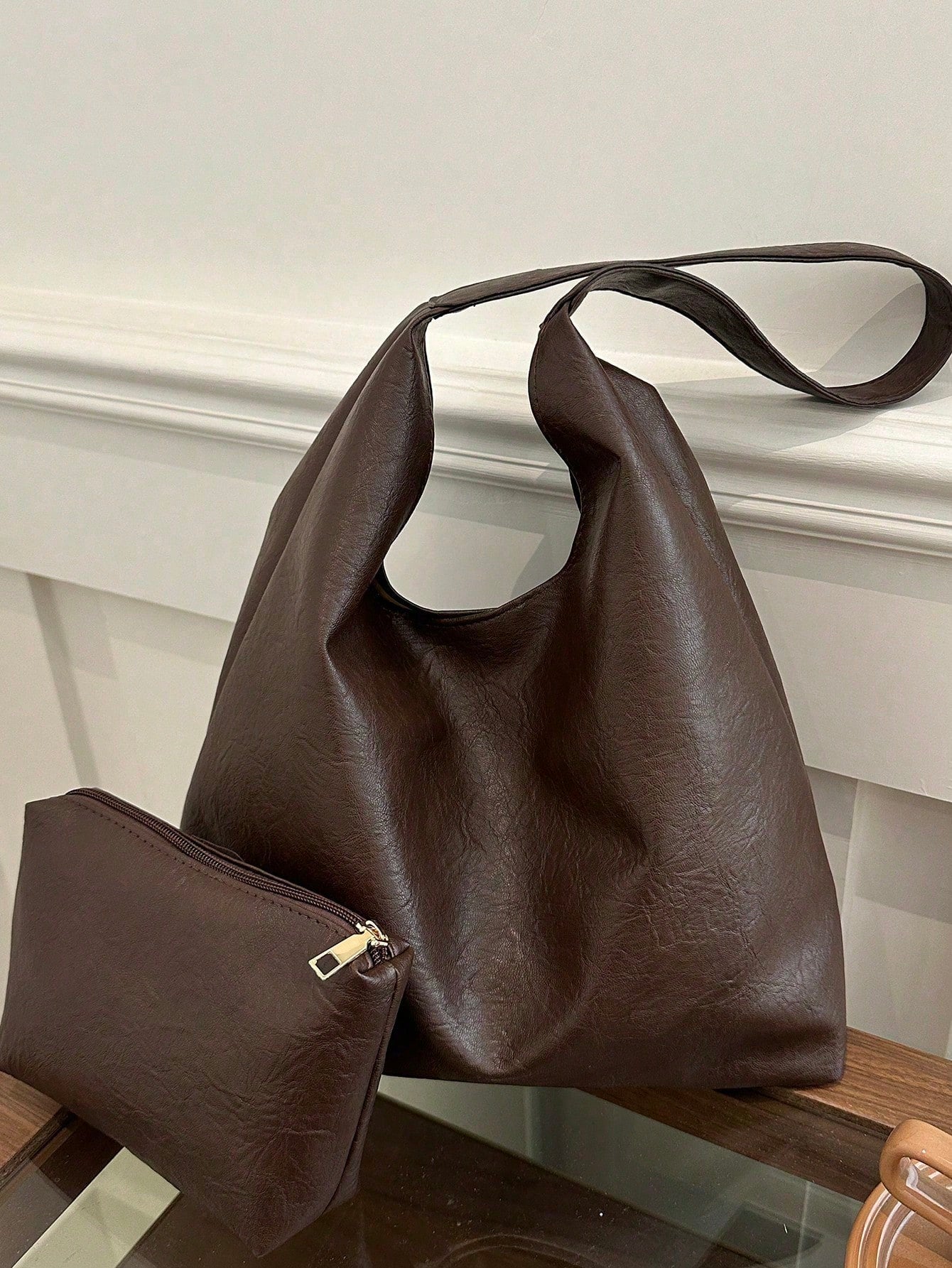 DAZY 2 Pieces Set Retro Casual Large Capacity Commuter Handbag For Women, 2026 New Fashion Versatile Chic Shoulder Bag & Bucket Bag