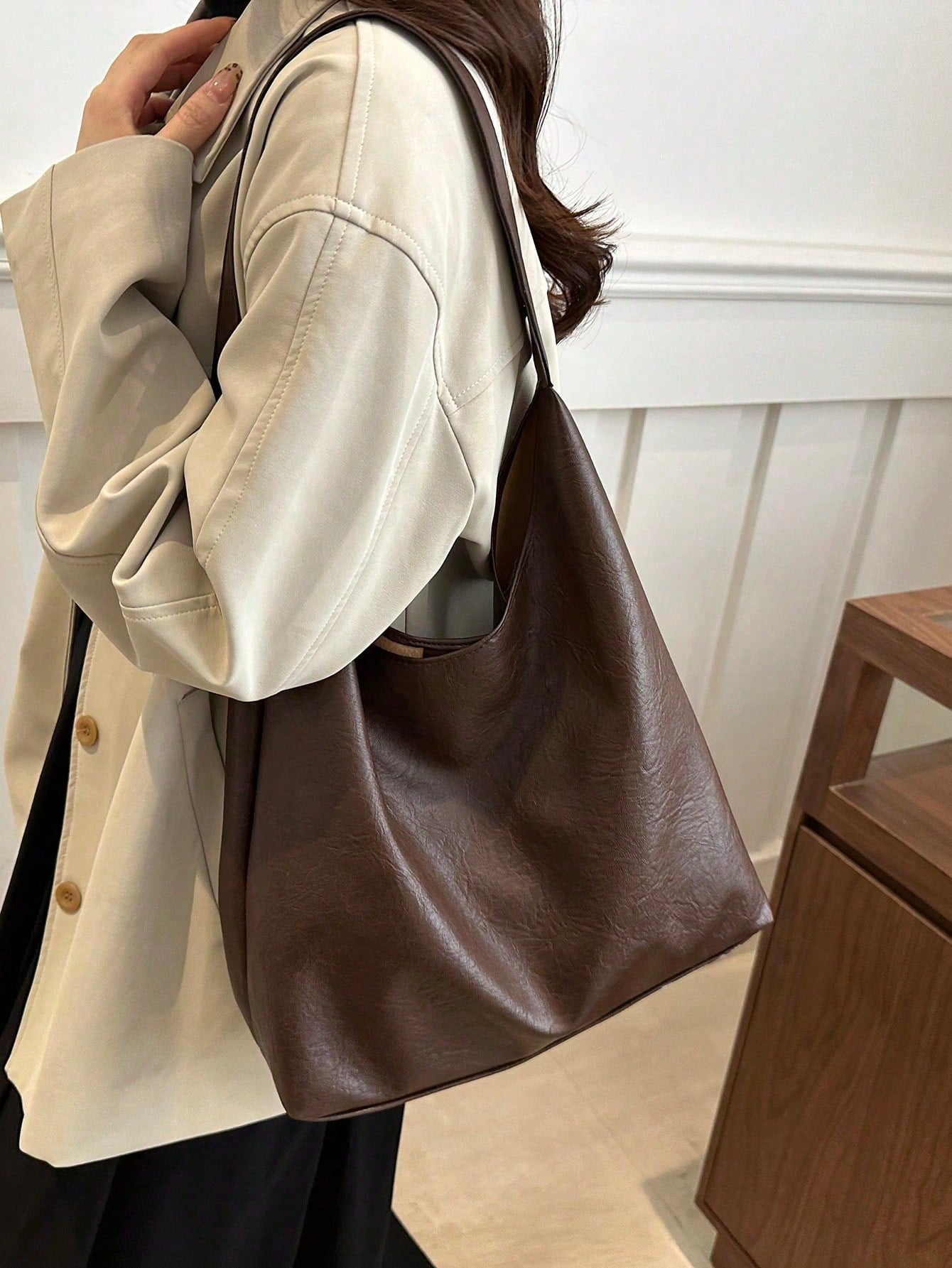 DAZY 2 Pieces Set Retro Casual Large Capacity Commuter Handbag For Women, 2026 New Fashion Versatile Chic Shoulder Bag & Bucket Bag