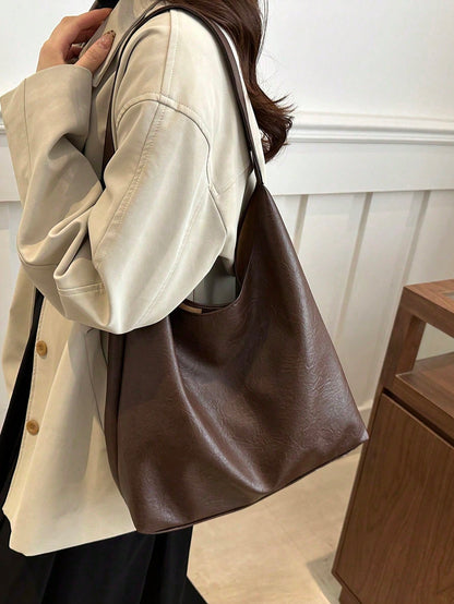 DAZY 2 Pieces Set Retro Casual Large Capacity Commuter Handbag For Women, 2026 New Fashion Versatile Chic Shoulder Bag & Bucket Bag