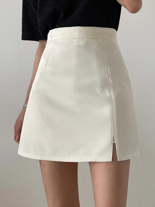 DAZY High Waist Split Hem Skirt Fall Skirts Thin Clothing