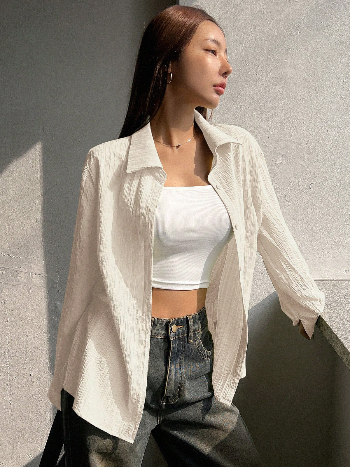 DAZY Loose Casual Street Style Women Long Sleeve Shirt,Fall Women Clothes