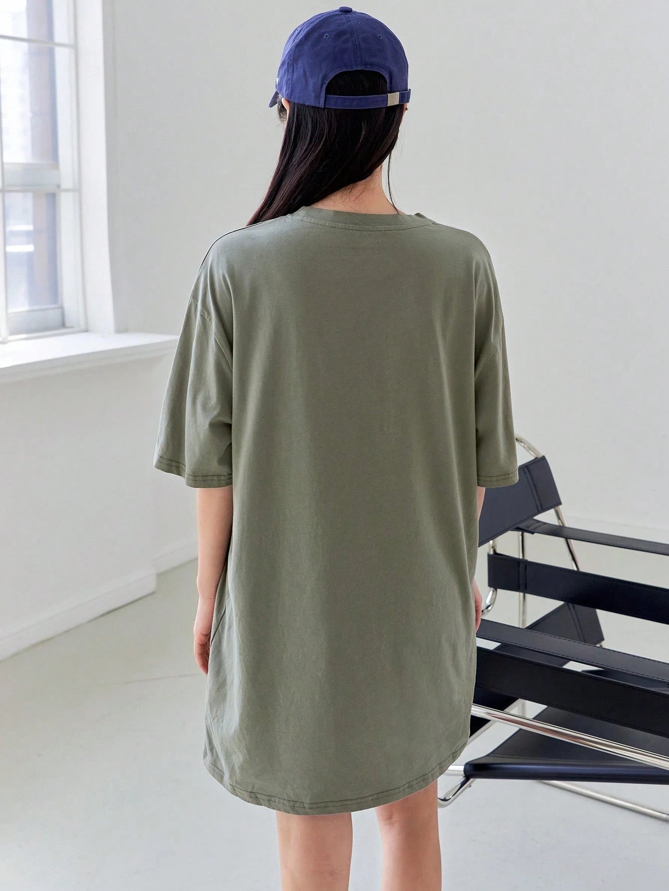 DAZY Slogan Graphic Drop Shoulder Tee Dress Petite Dress Sundress,Casual Women Dresses