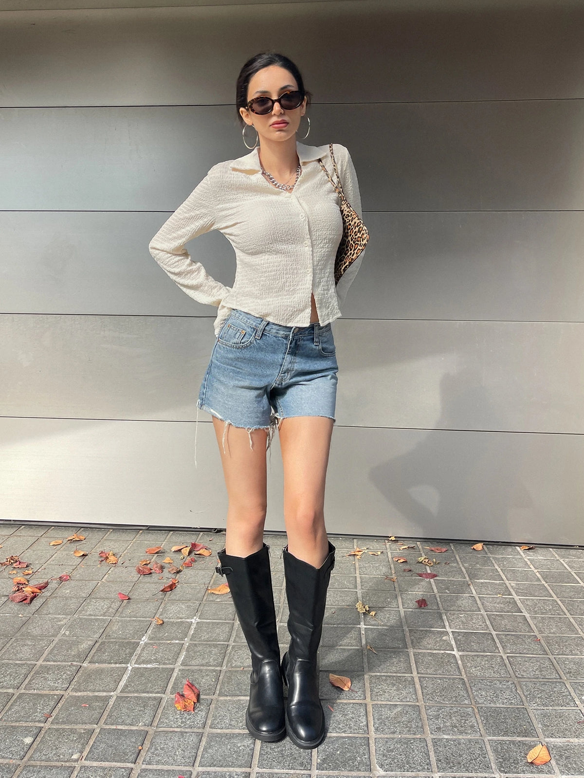 DAZY Solid Button Front Shirt,Long Sleeve Tops,Fall Clothes Preppy Tops