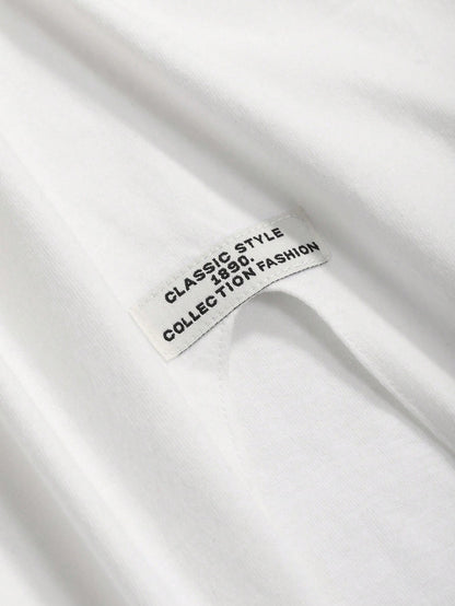 DAZY Solid Split Hem Patched Drop Shoulder Tee