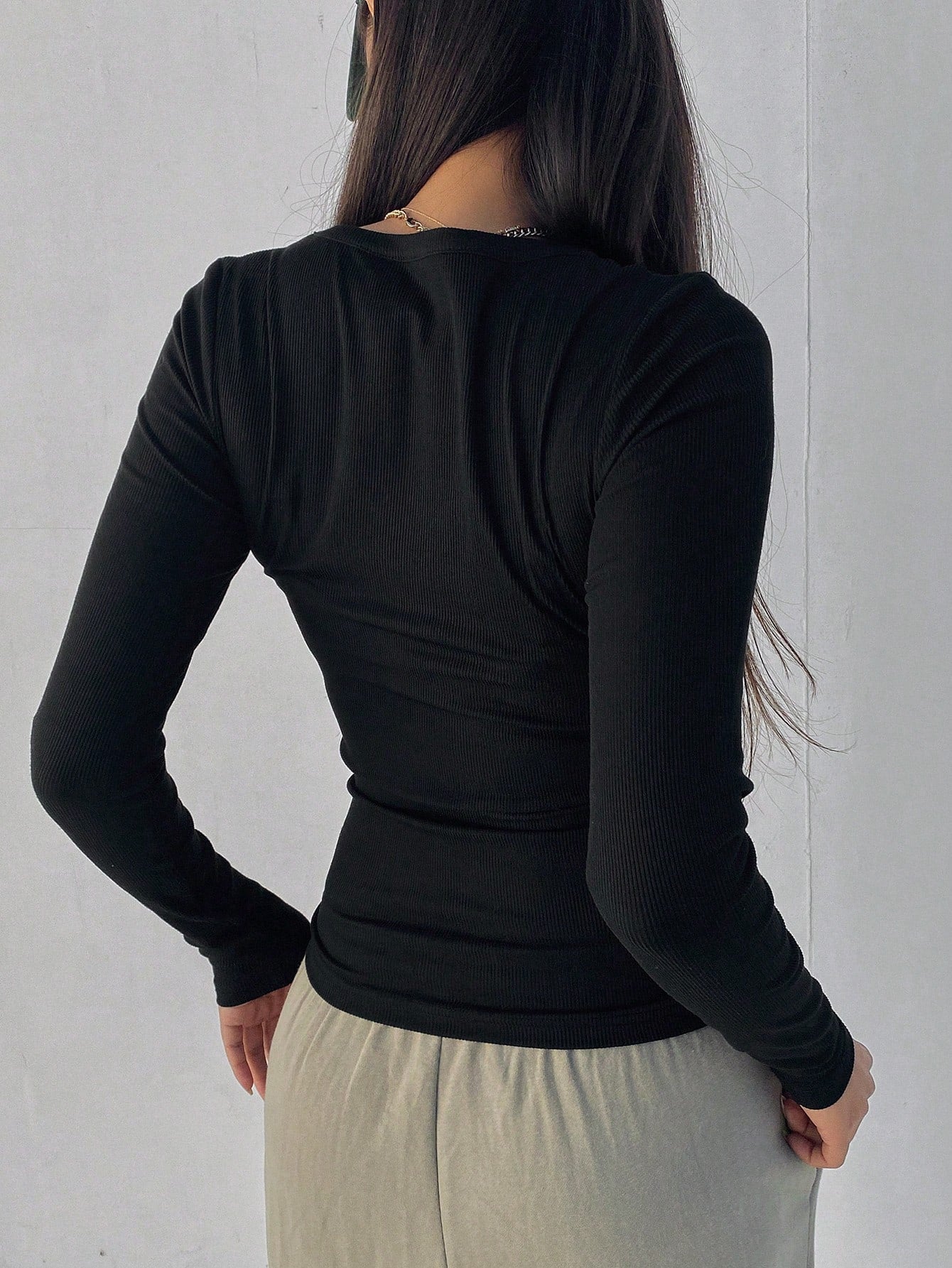 Dazy Star Women's Round Neck Ribbed T-Shirt,Fall Clothes Long Sleeve Women Tops