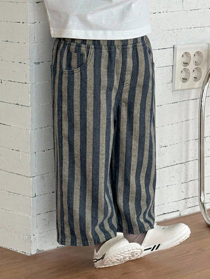 DAZY Straight Striped Loose Casual Cool Young Boys Pants
