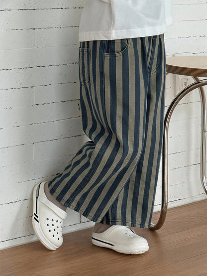 DAZY Straight Striped Loose Casual Cool Young Boys Pants