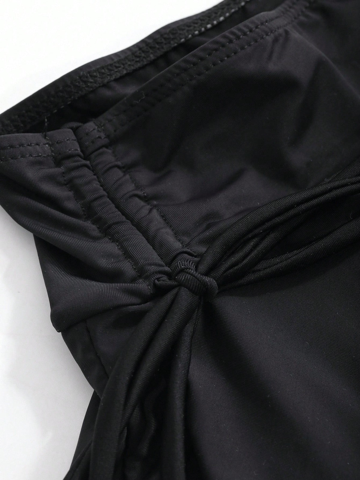 DAZY Women's Black Pleated Drawstring Skirted Bikini Bottoms, Summer Beach Swimwear, Slimming