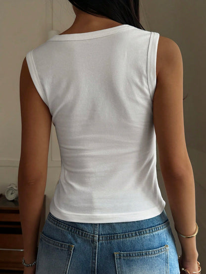 DAZY Women's Casual Solid Color Tank Top, Versatile For Summer School