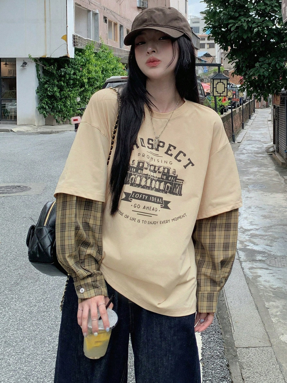 DAZY Women's Loose Round Neck Short Drop Shoulder Casual Slogan Print T-Shirt, Summer,Graphic Tees School