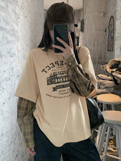 DAZY Women's Loose Round Neck Short Drop Shoulder Casual Slogan Print T-Shirt, Summer,Graphic Tees School