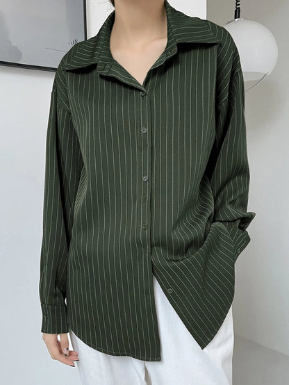 DAZY Women's Loose Striped Casual/School Shirt,Fall Women Clothes Long Sleeve Top