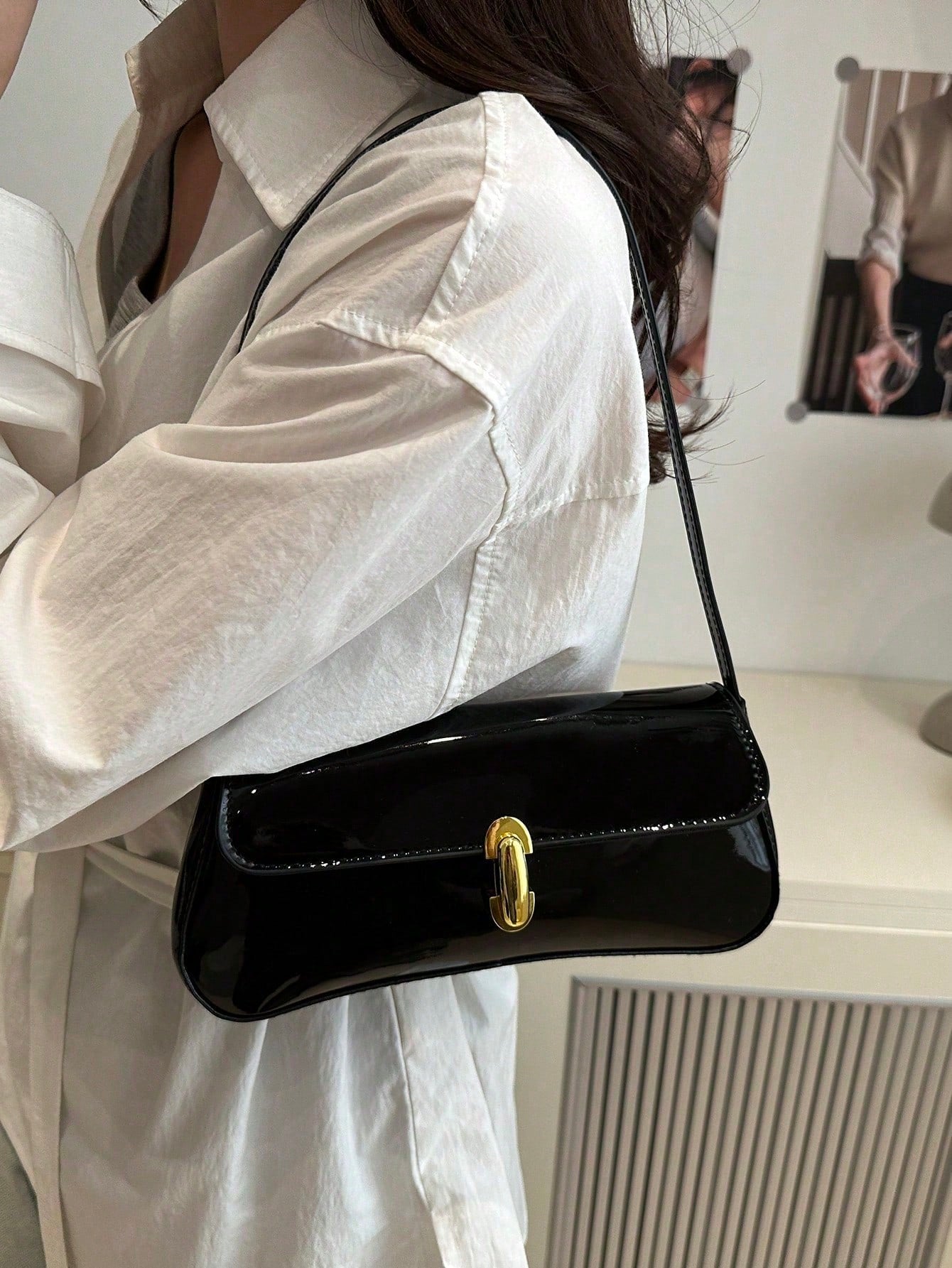 DAZY Women's Retro Faux Leather Flap Decor Underarm Shoulder Bag, Suitable For Dates, Outings, Parties And Other Occasions