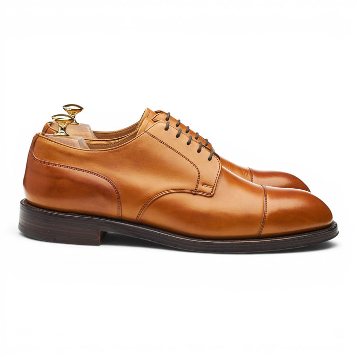 'Deacon' Tan Brown Leather Cap Toe Derby UK 10 F