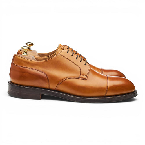 'Deacon' Tan Brown Leather Cap Toe Derby UK 10 F