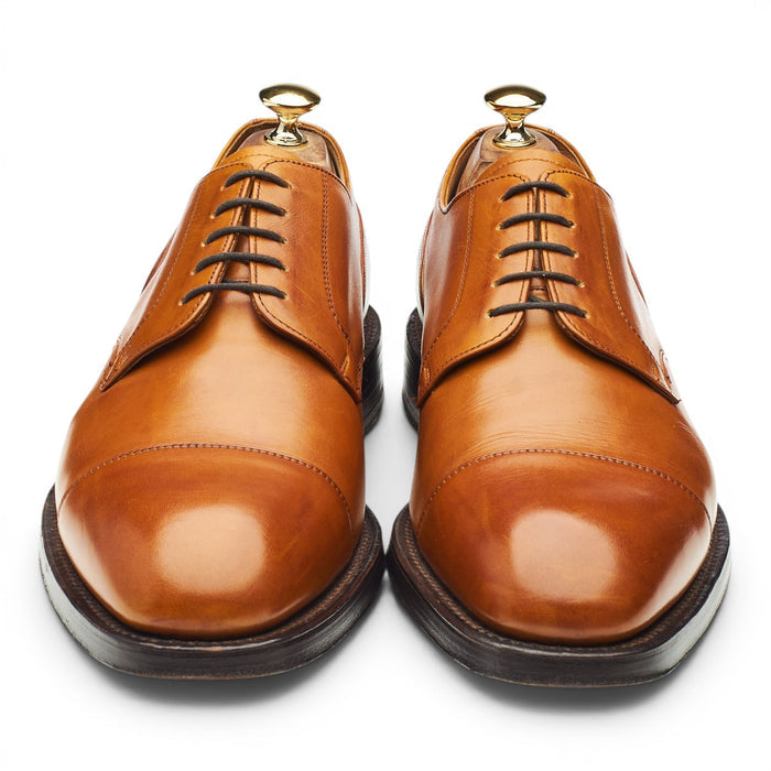 'Deacon' Tan Brown Leather Cap Toe Derby UK 10 F
