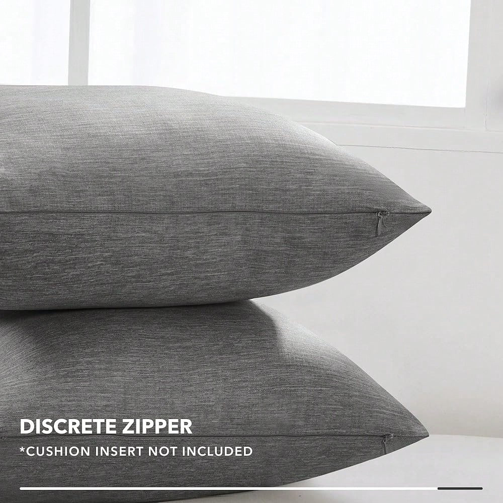 Deconovo Soft Cushion Covers Pillow Covers Faux Linen Pillow Covers With Invisible Zipper For Sofa 18x18 Inch Grey 4 Pcs Case Only No Insert