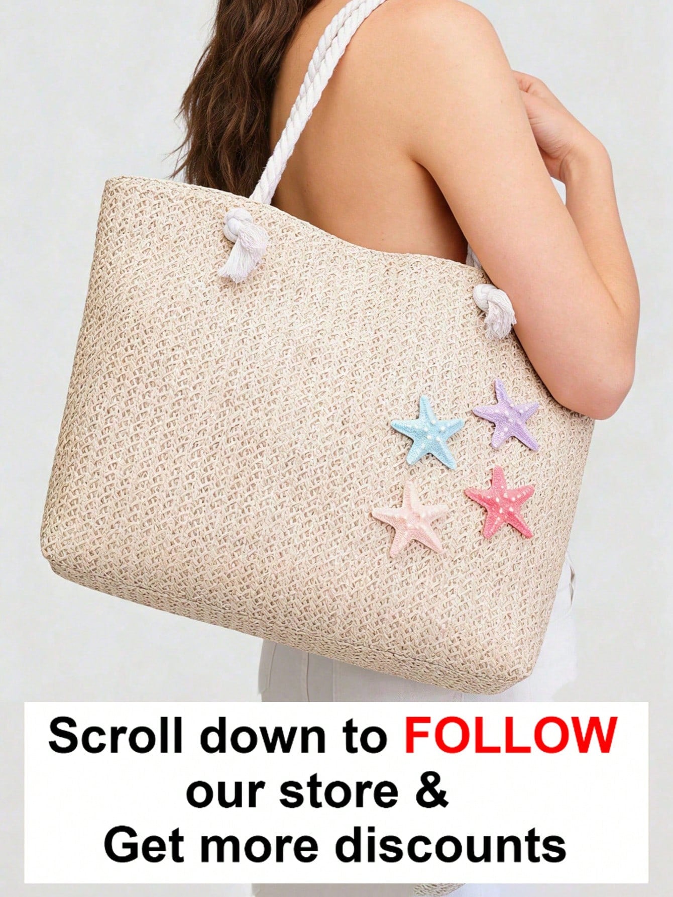 Dedoo Woven Large Capacity Tote Bag, Lightweight Shopping Shoulder Bag, Summer Women's Vacation Travel Essential Handbag Backpack, Boho Chic