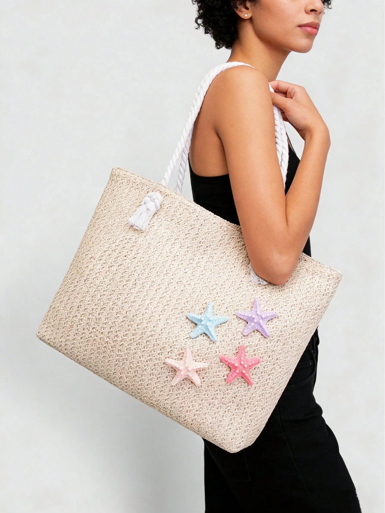 Dedoo Woven Large Capacity Tote Bag, Lightweight Shopping Shoulder Bag, Summer Women's Vacation Travel Essential Handbag Backpack, Boho Chic