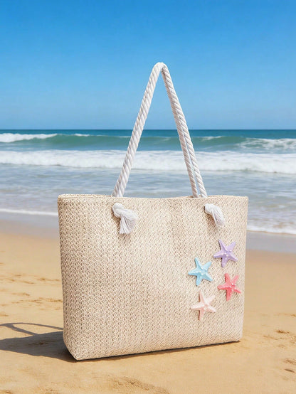 Dedoo Woven Large Capacity Tote Bag, Lightweight Shopping Shoulder Bag, Summer Women's Vacation Travel Essential Handbag Backpack, Boho Chic