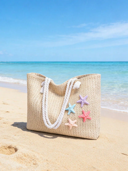 Dedoo Woven Large Capacity Tote Bag, Lightweight Shopping Shoulder Bag, Summer Women's Vacation Travel Essential Handbag Backpack, Boho Chic