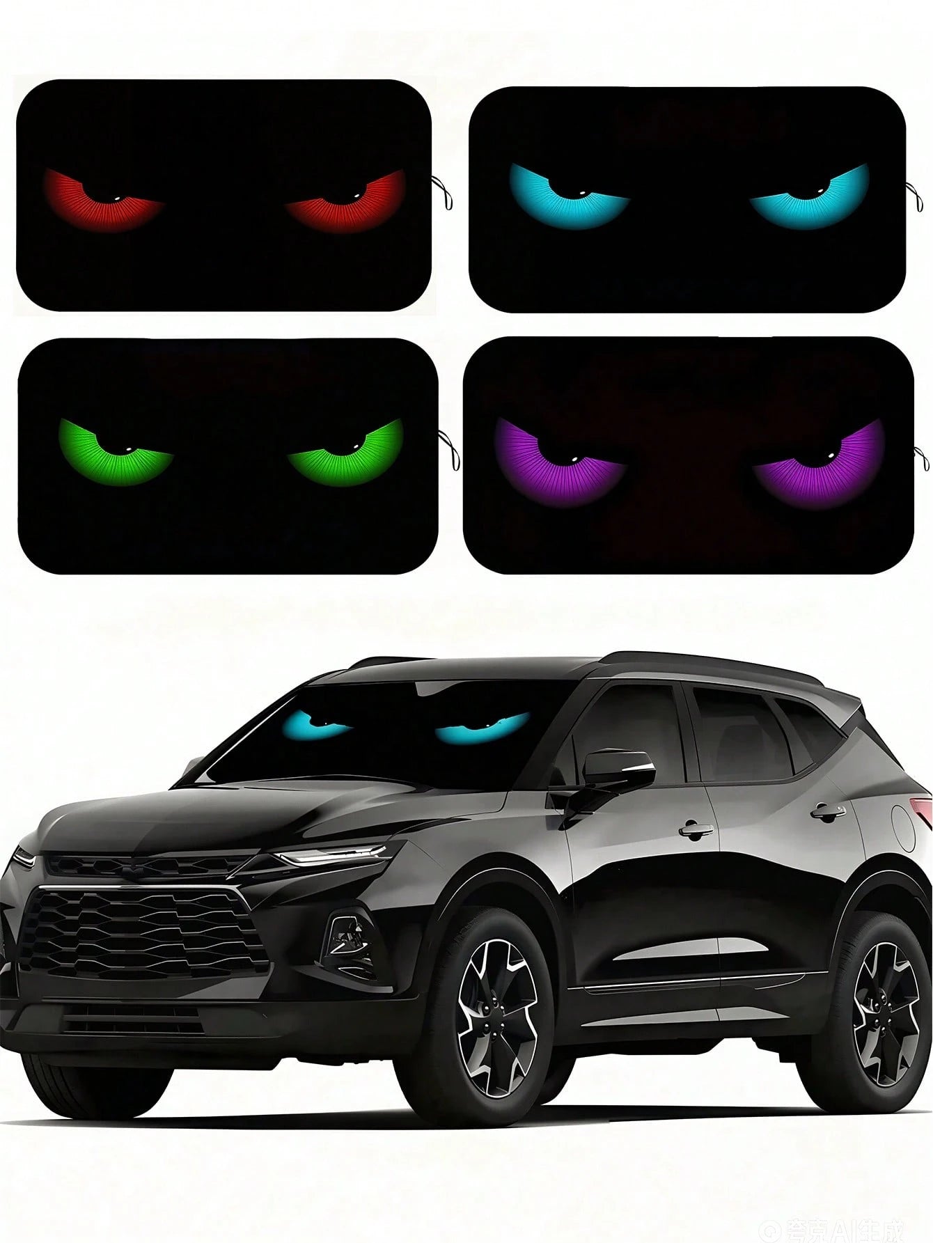 Demon Eye Car Windshield Sunshade, Foldable Sunshade Curtain For Windshield, Used For UV Protection, Cooling, Summer Refreshing, Pink Car Accessory, Cooling Seat, Easy To Fold, Sunshade Board, Front W